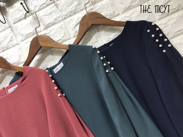 THE MCYT -Daphne Bubble Sleeves with Pearls Top