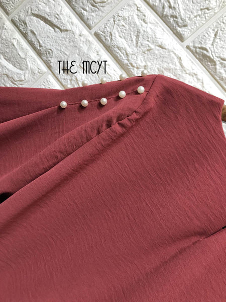 THE MCYT -Daphne Bubble Sleeves with Pearls Top