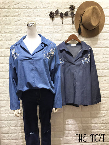 THE MCYT - Charlene Embroidery Denim Shirt