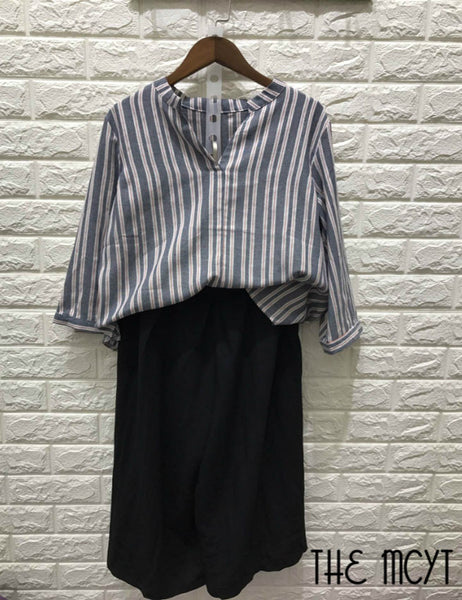THE MCYT - Meya Stripped Shirt and Wide Leg Culottes